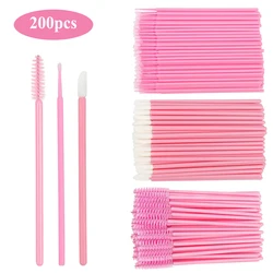 200pcs Disposable Brushes Set Mascara Wands Lip Brushes Microbrush Applicator Swab for Eyelash Extension Eyebrow Makeup Tools