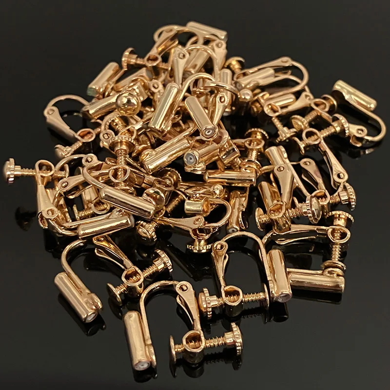 50Pcs/Lot Earring Converter Clip-on Screw Ear Clips No Pierced Gold/Silver/Rose Gold Plated DIY Jewelry Findings