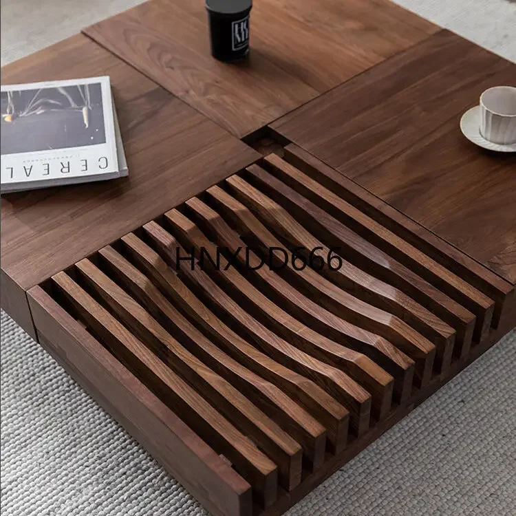 Solid wood coffee table living room black walnut coffee table square