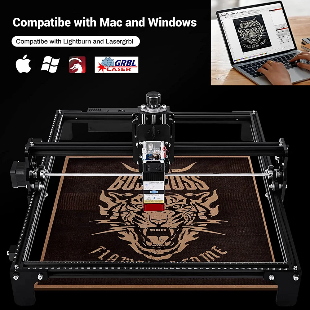 TWOWIN-CNC Máquina De Gravação A Laser, Mini Gravador A Laser, Cortador De Marcação Para Vidro De Madeira e Couro, 420x400mm, DIY, 20W, 40W