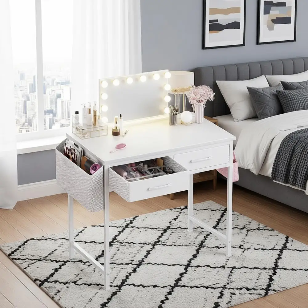 

40 Inch Compact Makeup Vanity Desk without Mirror for Small Spaces, Suitable for Bedrooms, Living Rooms, and Home Offices