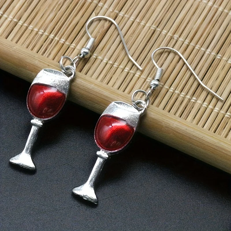 Creative Red Wine Bottle Earrings, Funny Ear Jewelry For Family Friends Gift