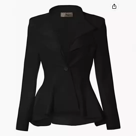 Women's Double Notched Lapels Sharp Shoulder Pads Office Coat