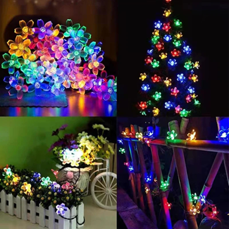 Guirlande lumineuse LED 3M/5M/10M avec batterie USB, guirlande décorative en cristal, fleur de cerisier, pour noël, mariage, salle de fête