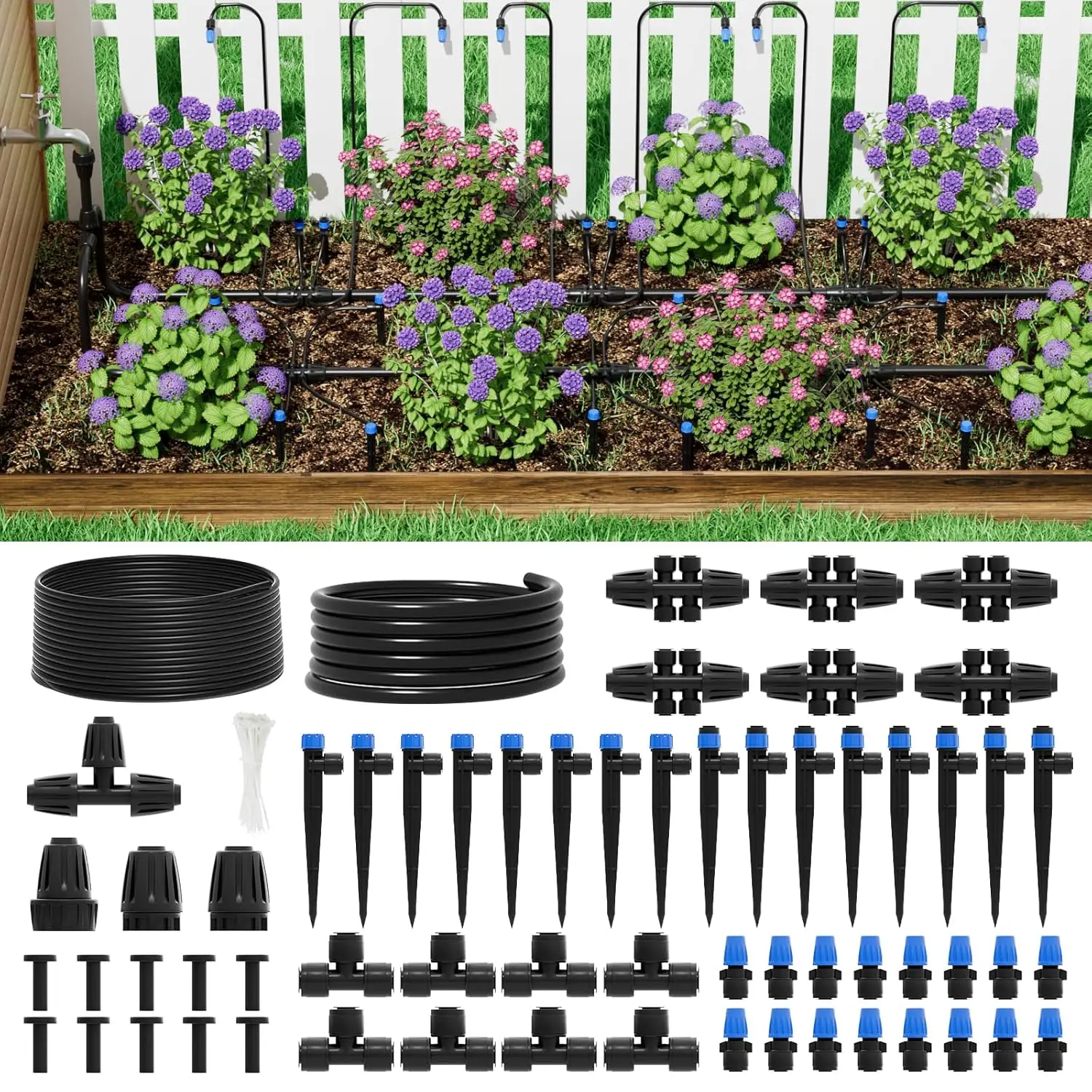 

Комплект для капельного орошения 2026 года с быстрым подключением и регулируемыми эмиттерами для сада и теплиц