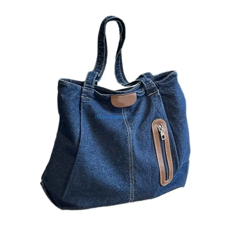

63HC Elegant Jeans Handbag with Large Capacity Shoulder Bag for Work and Casual