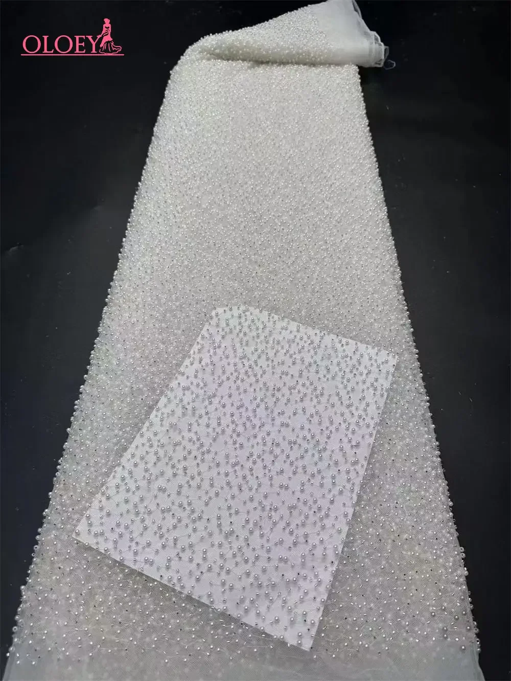 

OLOEY High-Quality Handmade African Lace Fabric with Beads And Sequins for Wedding Dresses Fashionable Embroidered Party Wear