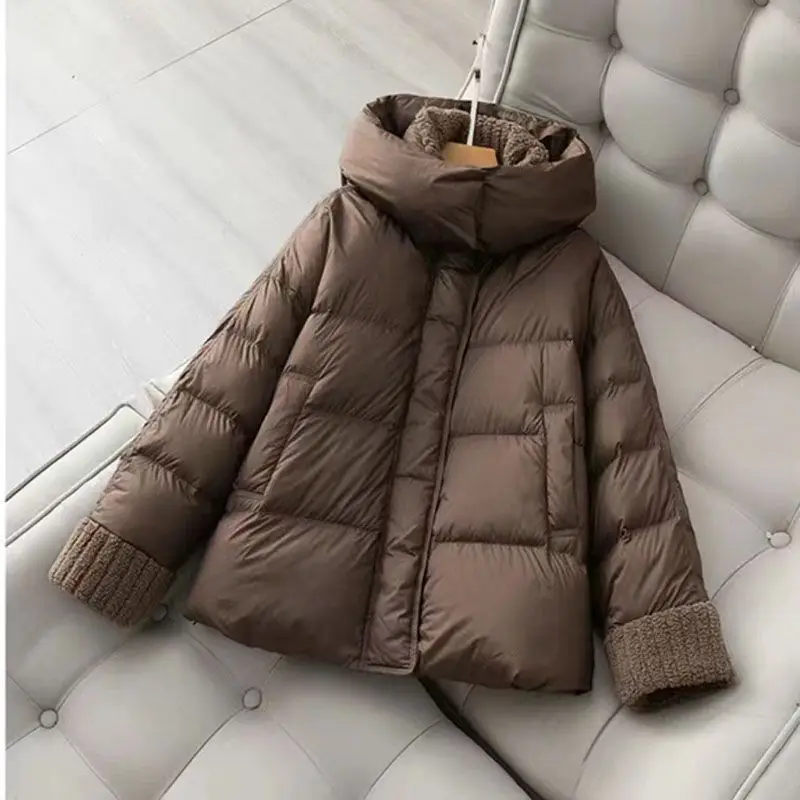 Winter New Down Cotton Padded Jacket Women\'s Hoodie Fashion Loose Large Size Thickened Snow Parka  Full Zip Quilted Jackets