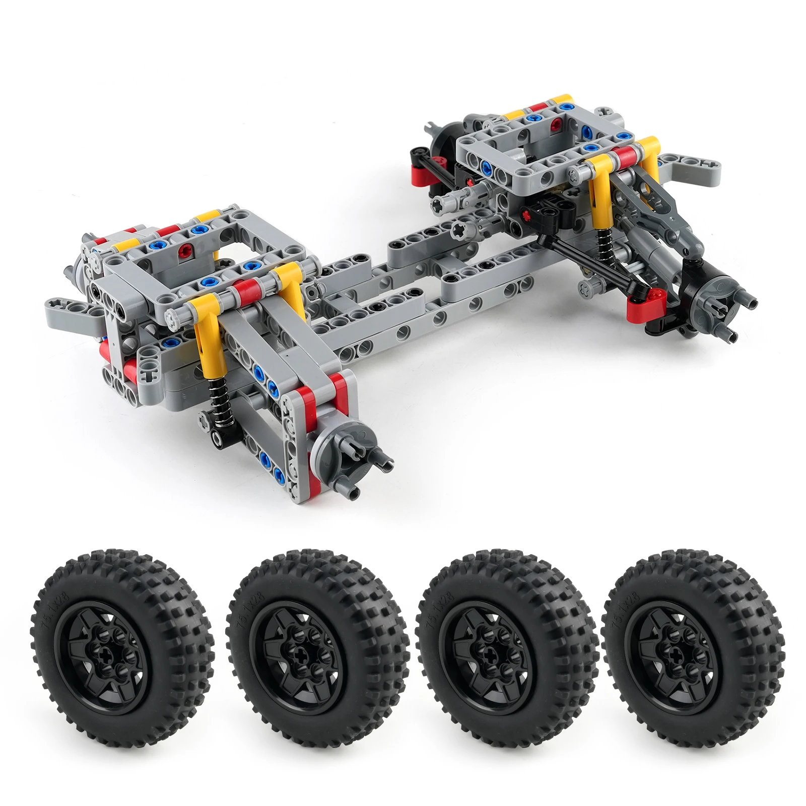 

Конструктор MOC 4WD: Шасси с независимой подвеской, дифференциалом и рулевой осью для технических моделей автомобилей, детские игрушки