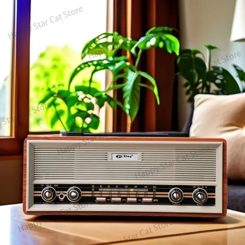 Retro and Nostalgic Desktop Stereo Radio FM Medium Wave Short Wave Bluetooth Speaker Plug-in Audio