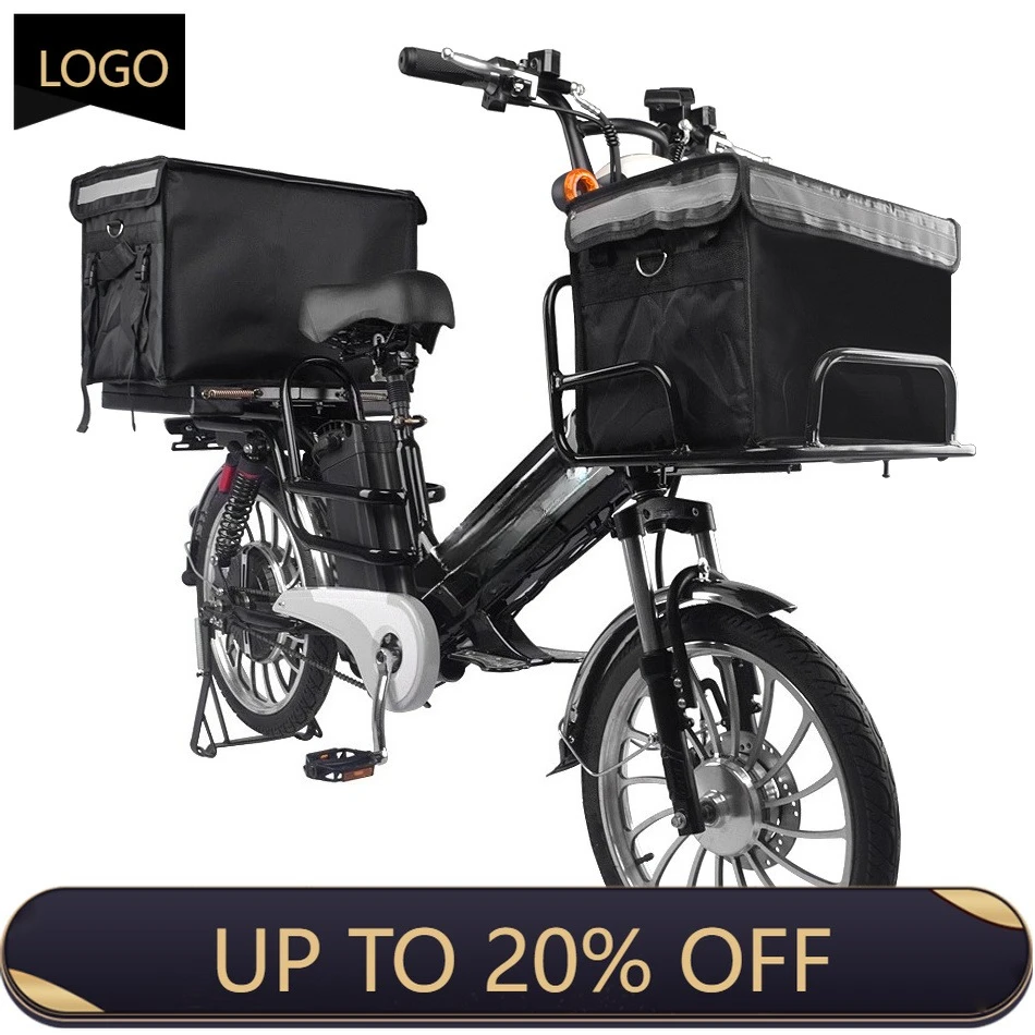 QQA Delivery Bicycle 12 + 30ah/48v Dual Lithium Battery 350W Motor Disc Brake Hydraulic Suspension Front Fork Electric Food Bicy