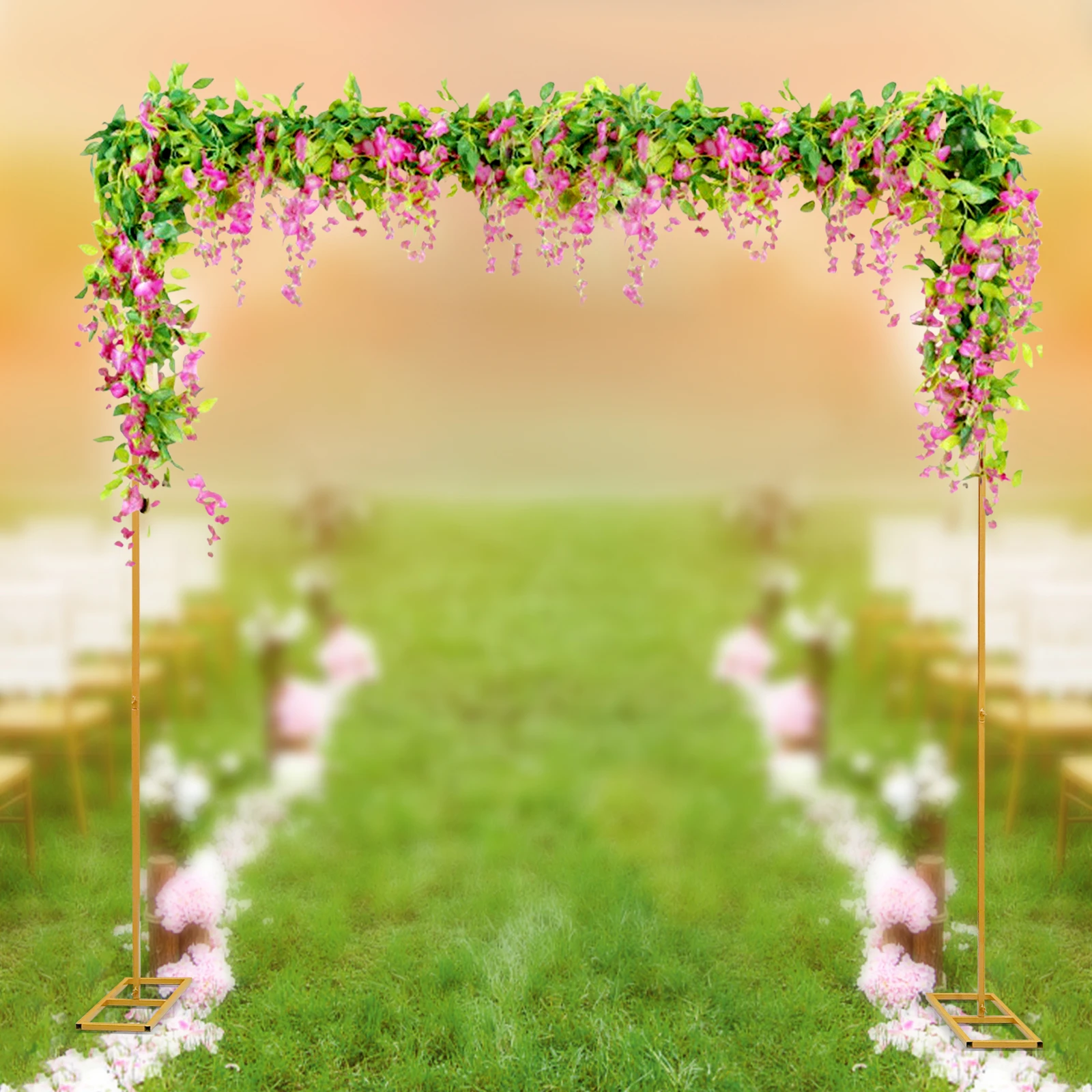 

Подставка для свадебной арки 3x3 м, квадратная трубка 2 см (20 мм), железная подставка из горчично-желтого цвета, 3 регулируемых по высоте, высокотемпературная краска для выпечки Ele