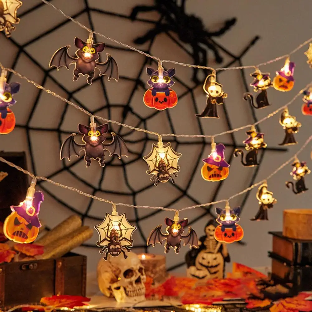 

Window Halloween Light Spooky Halloween String Lights with Multiple Modes Battery Powered 3d Pumpkin Bat Ghost for Easy