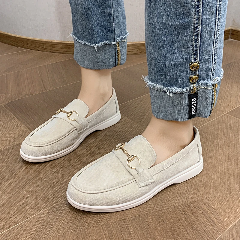 Sapatos simples femininos novo estilo dedo do pé quadrado boca rasa primavera e outono diário versátil sapatos de cano baixo mocassins confortáveis