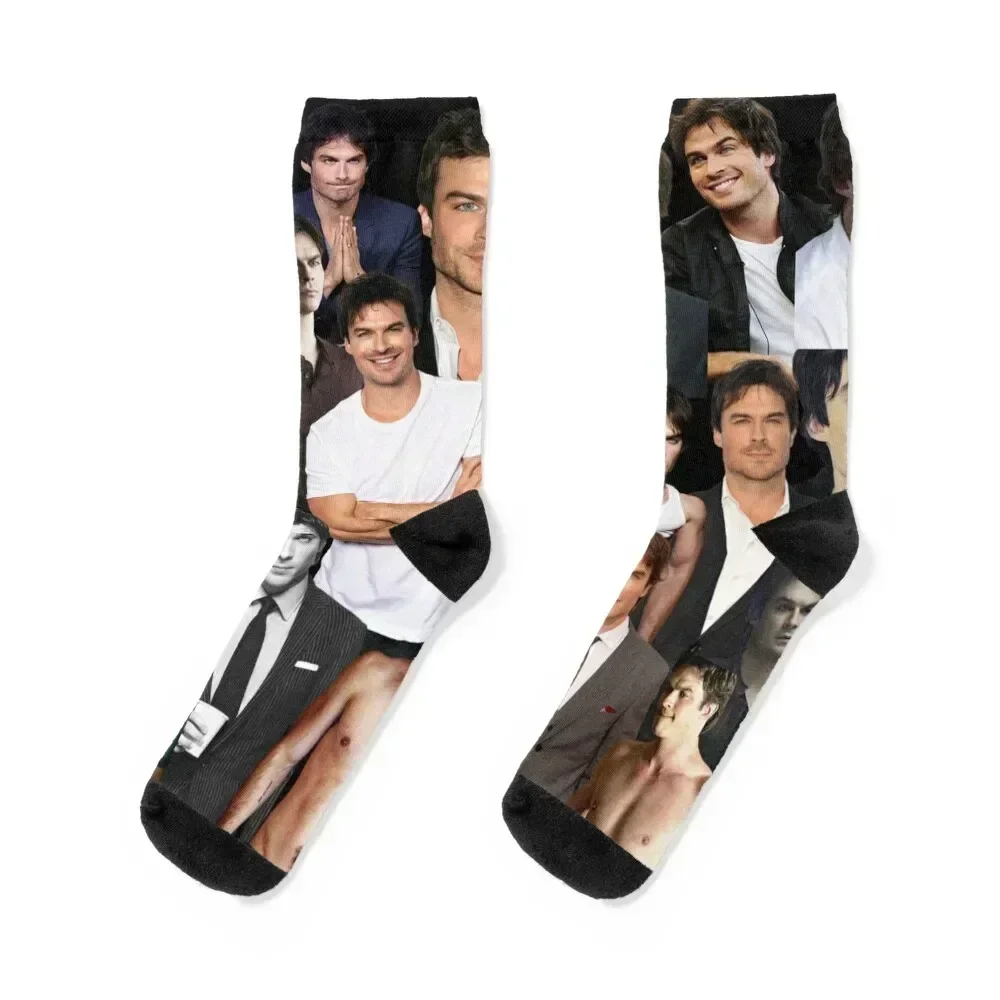 

ian somerhalder photo collage Socks gifts Toe sports fashionable cycling Socks Girl Men's