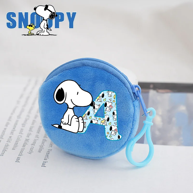 

Синие мини-кошельки Snoopys с рисунком аниме и буквенным принтом A-Z, кошелек для монет для мальчиков и девочек, милые кошельки с подвеской, подарки на день рождения