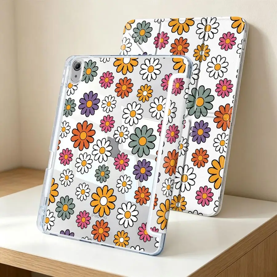 Retro Daisies Tablet Case For Samsung Galaxy Tab A11 S10 Lite A8 S9 Plus S7 FE S8 A9 Plus With Pen Slot Cover