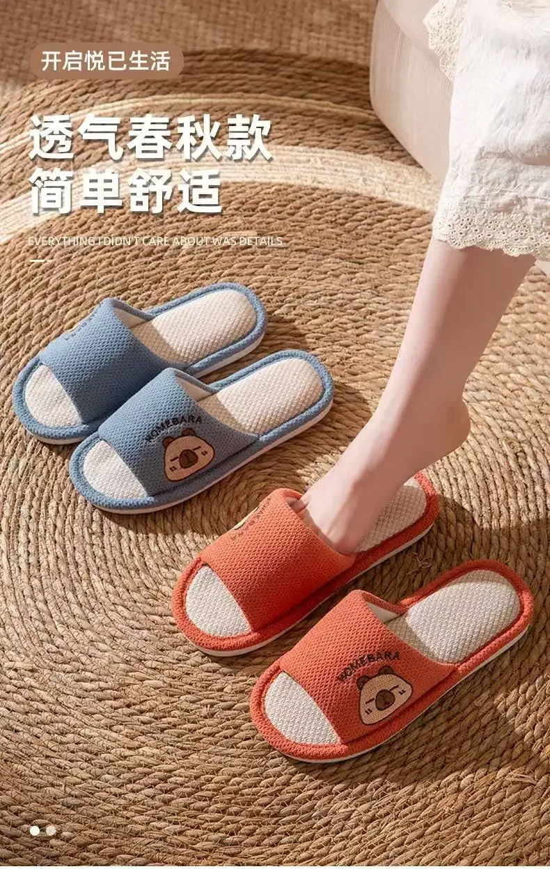 2026 Neue Frühlings-Leinen-Hausschuhe für Erwachsene mit Cartoon-Motiv, bequeme, weiche, atmungsaktive und schweißfreie Paar-Leinen-Hausschuhe, Slip-On-Schuhe – Detail 3
