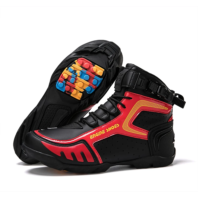 Men Leather Motos Motorbike Racing Ankle Length Shoes 2026 New Motorcycle Boots Breathable Anti Slip Wear-resistant Riders Boots