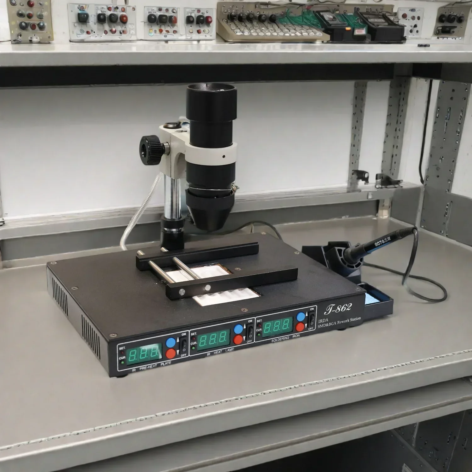 ممتاز أعلى جودةPUHUI T-862 IRDA الأشعة تحت الحمراء مصلحة الارصاد الجوية لحام محطة إعادة العمل الحديد 220 فولت/110 فولت بغا محطة إصلاح أدوات لحام T862 #6
