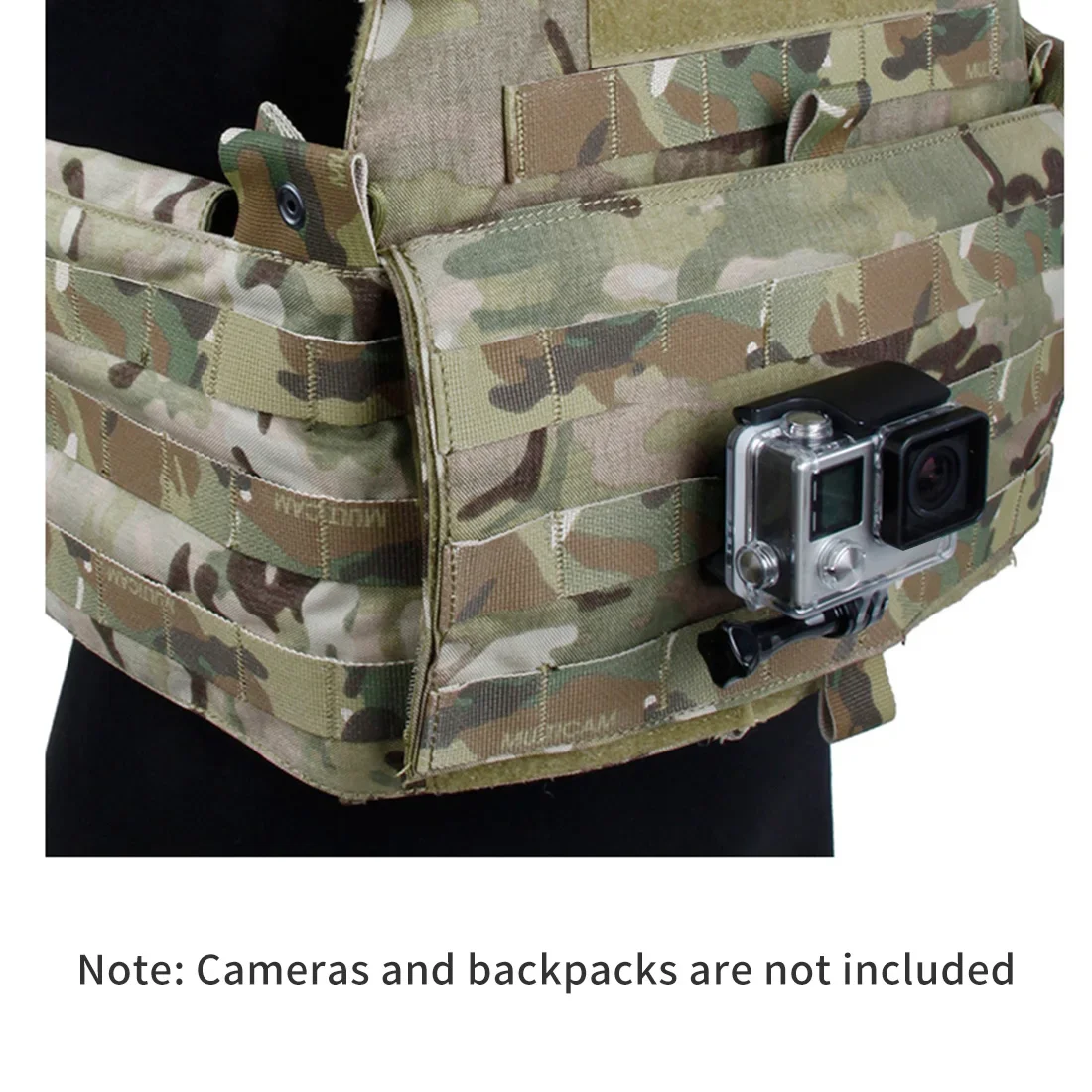 Tactical Go Pro Vest Molle Mount Flat Surface Buckle Hanging Adapter For Gopro Hero 12 9 7 Insta360 Dji Sjcam Camera Accessories