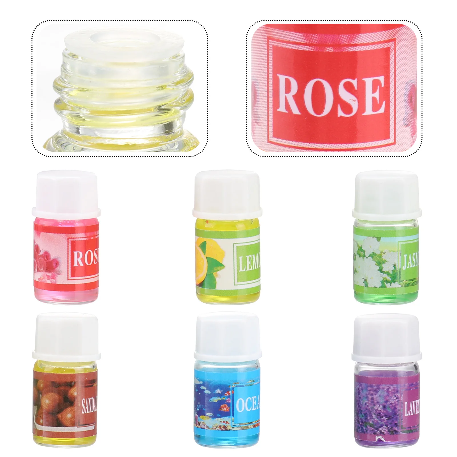 

6Pcs Fragrant Essential Oil Set Aromatherapy Oils Rose Jasmine Sandalwood Lavender for Spa Diffuser Relaxing