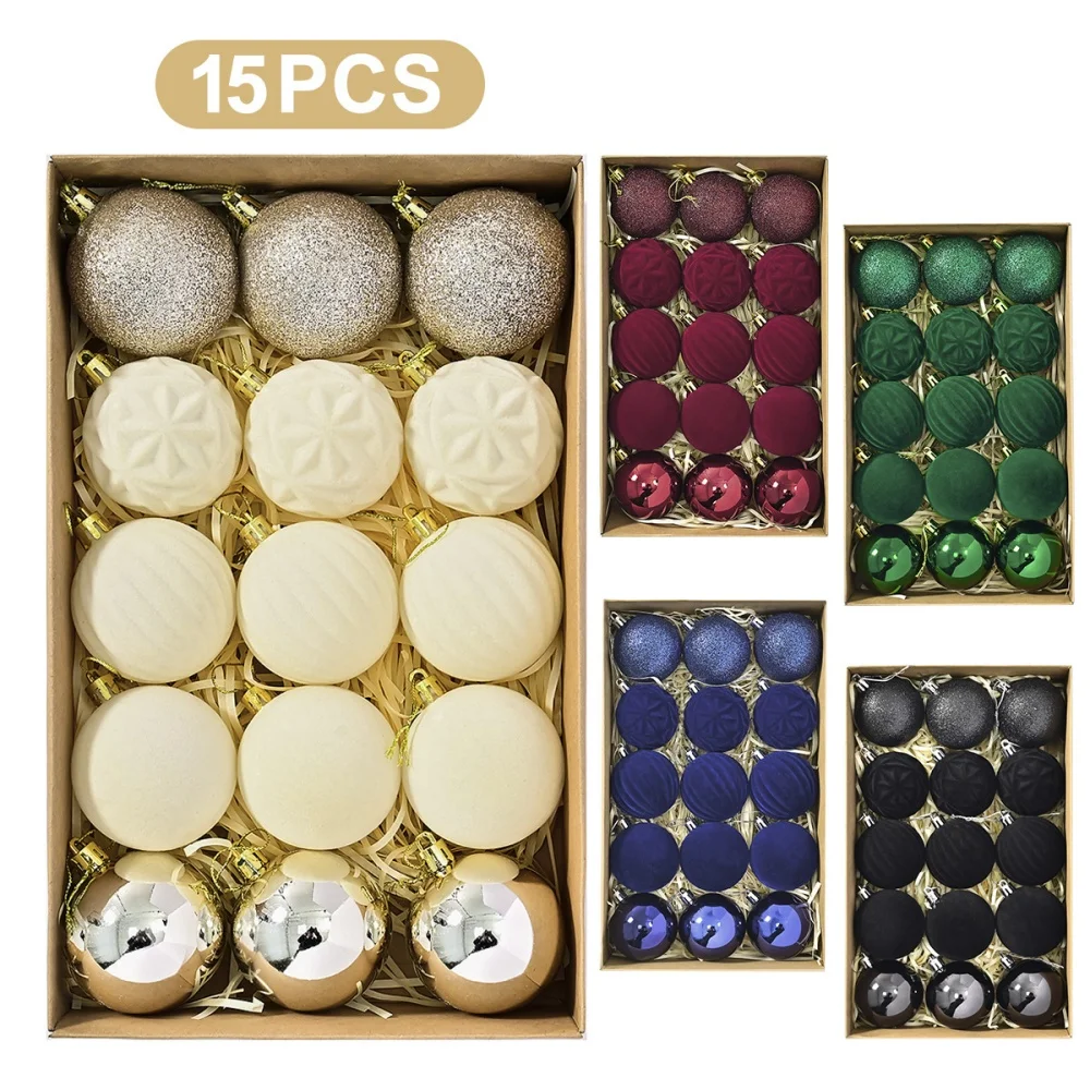 Бархатная рождественская елка, подвесная сверкающая сверкающая пудра, рождественские украшения, бордовые флокированные шары для украшения дома