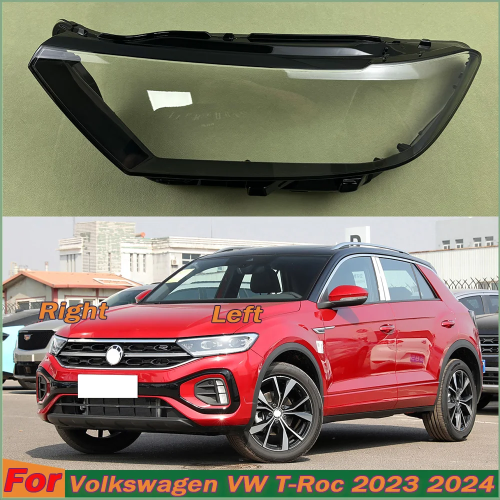 Headlamp Lamp Shell Plexiglass Replace Original Lens For Volkswagen VW T-Roc 2023 2024 Transparent Headlight Cover Lampshade