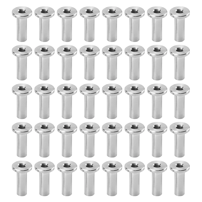 

2025 Hot Style 40Pcs Stainless Steel Protector Sleeves Protective Sleeves Grommet Kit For 1/8Inch Wire Rope Cable Railing
