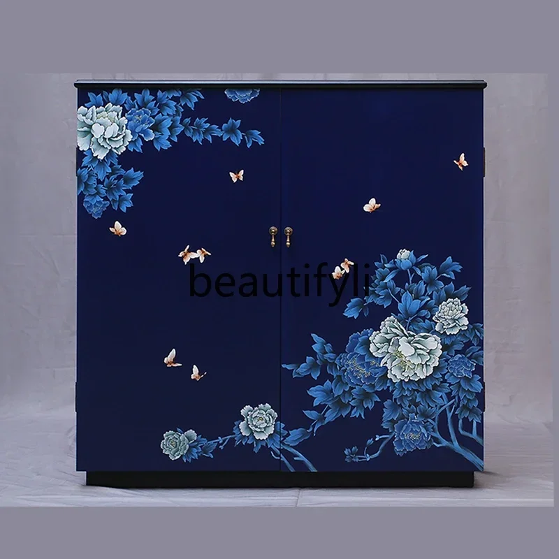 ss8617 خزانة مدخل جديدة على الطراز الصيني، خزانة جانبية كلاسيكية مزخرفة مرسومة يدويًا #5