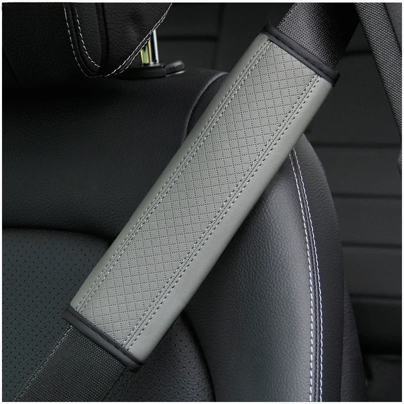 

1/2Pcs PU Leather Car Seat Belt Shoulder Cover Embossed Safety Belt Protective Cover Comfortable Embroidered Auto Seatbelt Trim