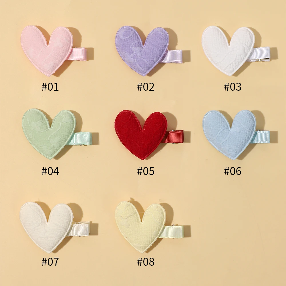 Pinzas para el pelo de princesa para niños, apliques acolchados en forma de corazón de Color sólido, accesorios para el cabello hechos a mano para niña