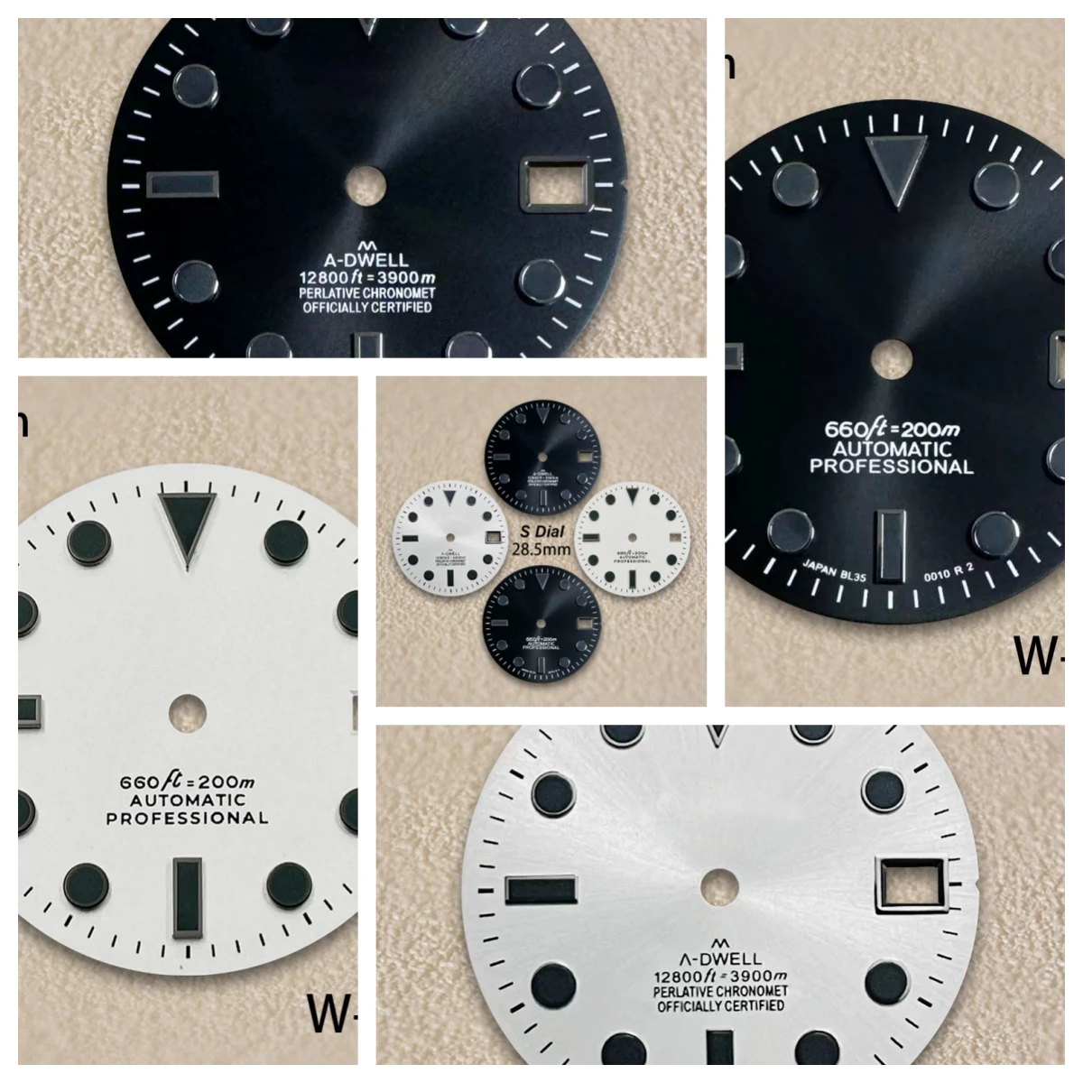 

28.5mm S Logo SUB Dial Fit NH35/NH36/4R/7S Japanese Movement Black/White High-Quality Watch Modified Accessories