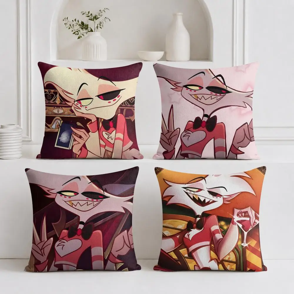 Anime H-hazbin H-hotel Angel Dust Cushion Cover Organic Linen Square Pillow Case Durable Non-Allergenic And Kind To Skin