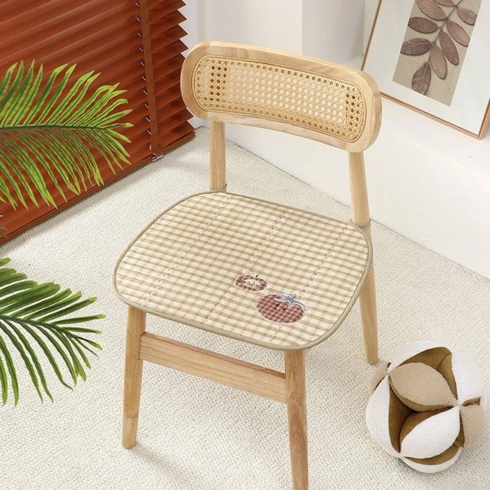 Cartoon Striped Sitting Cushion Breathable Non-slip Car Chair Cushion with Strap Comfortable Summer Chair Pad Garden Chair
