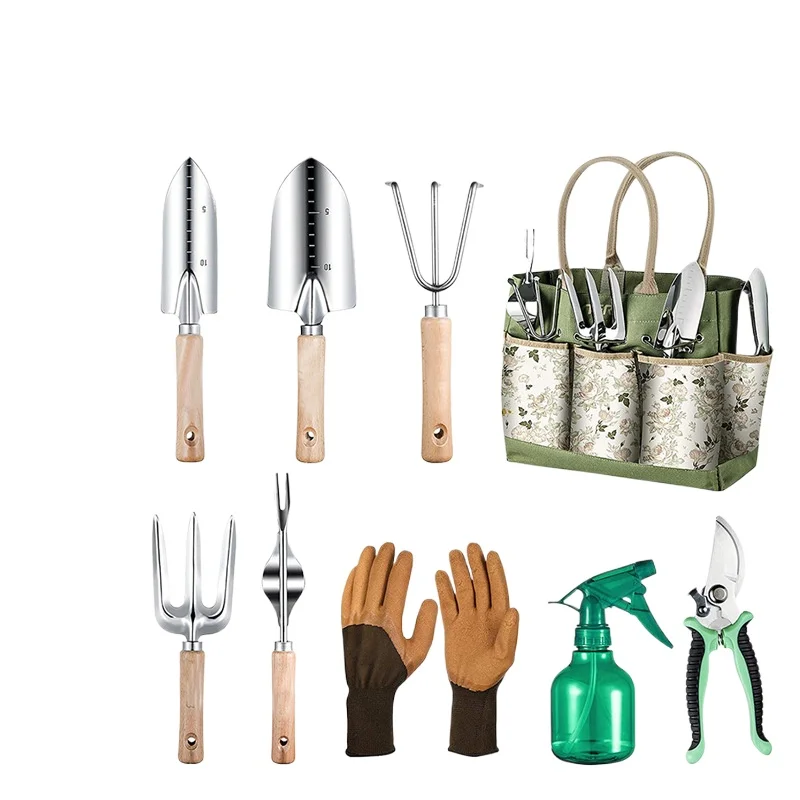 Wooden Handle Stainless Steel Garden Tool Set Gardening Flower Garden Tool Set
