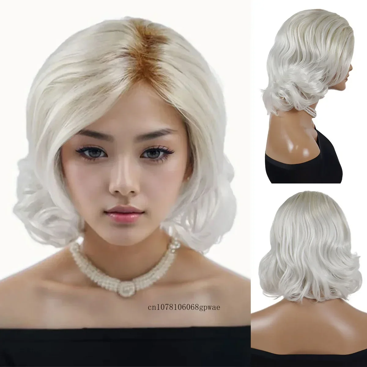

Synthetic Women's Wigs Short Curly Ombre Platinum Blonde Wig with Bangs Natural Soft Luxury Ladies Wig Mommy Daily Use Cosplay