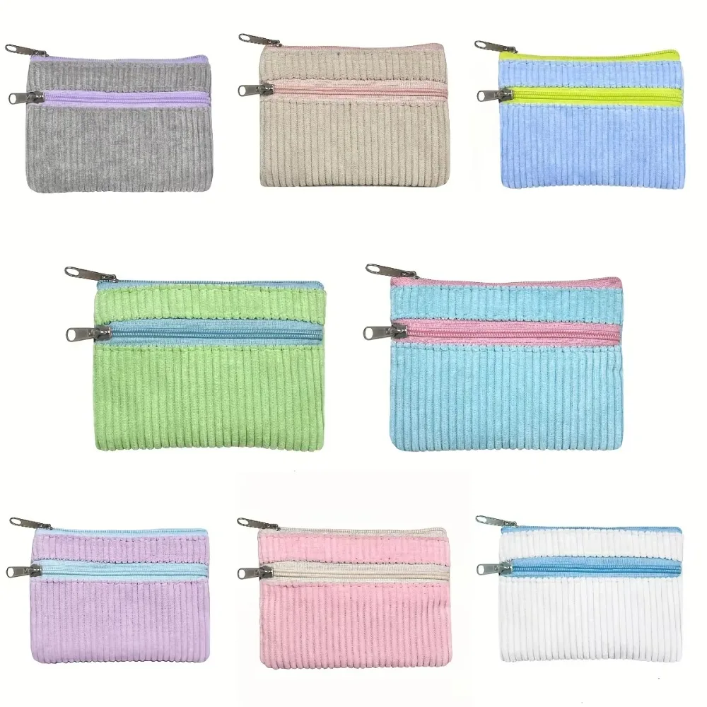 Fashion Multi-Colored Corduroy Bag Small Zipper Change Bag Portable Bag Women Men