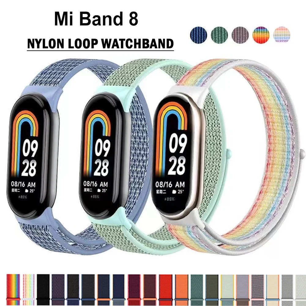 Nylon Loop for xiaomi Mi Band 8 NFC Strap Smart Watch Wristband Correas Replacement pulsera Mi band 8 global version Bracelet