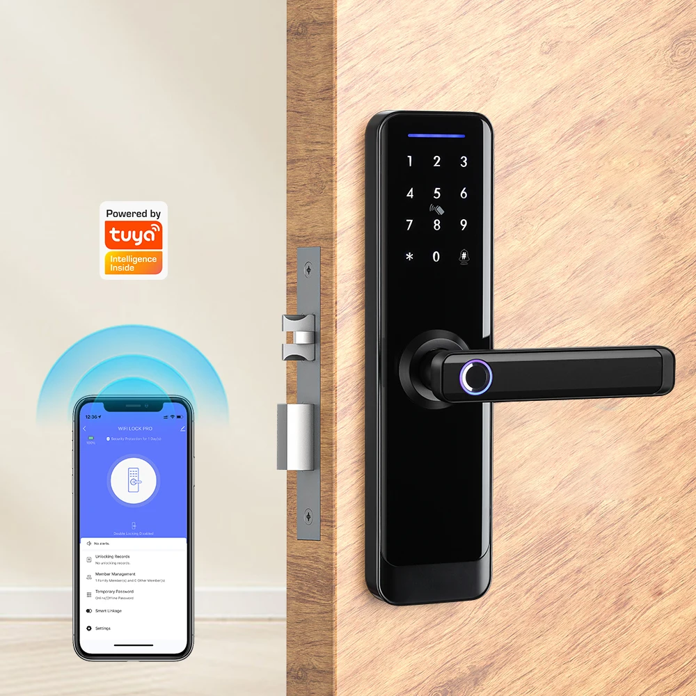 

SMARTEK Newest A270 Smart App Fingerprint Digital Locks Biometric Electronic Waterproof Mortise Wi-Fi Smart Tuya Door Lock