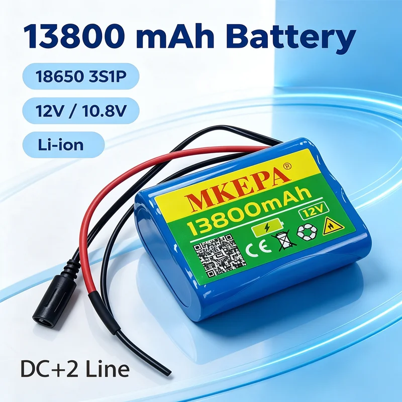 12V 13800mAh 18650 3S1P Li-ion Battery Pack for Phone Projector Camera GPS Emergency Flashlight