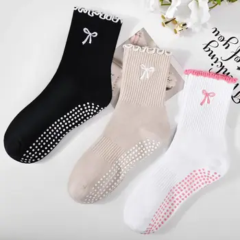 3 Pairs of Anti-Slip Grip Pilates Socks, Pure Cotton Breathable Yoga Socks, High…
