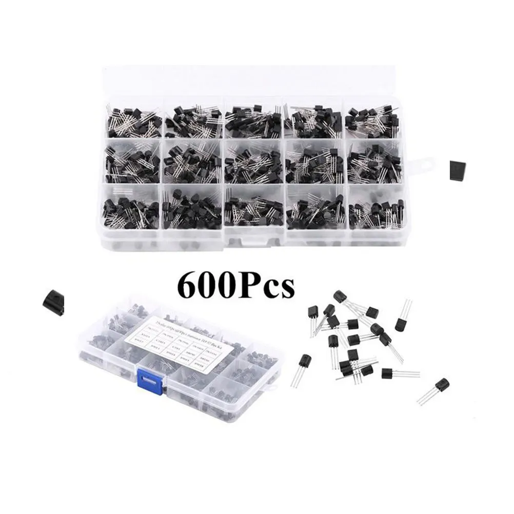 600Pcs Mixed Transistor Kit to-92 Silicon Semiconductor Devices Amplifier Electronic Circuit Components Assortment