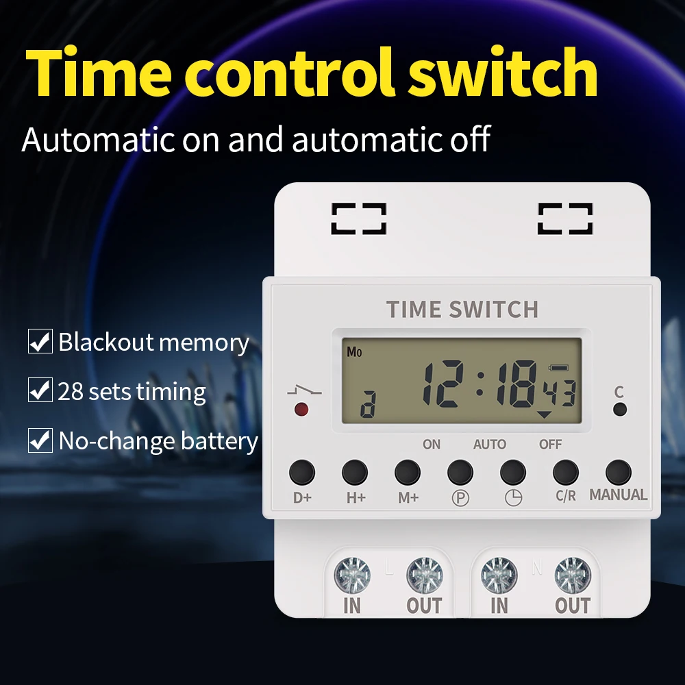 60A Timer Switch 220v Weekly 7 Days Programmable Digital Time Relay Home Appliance Timer Control Din Rail Mount Easy To Install