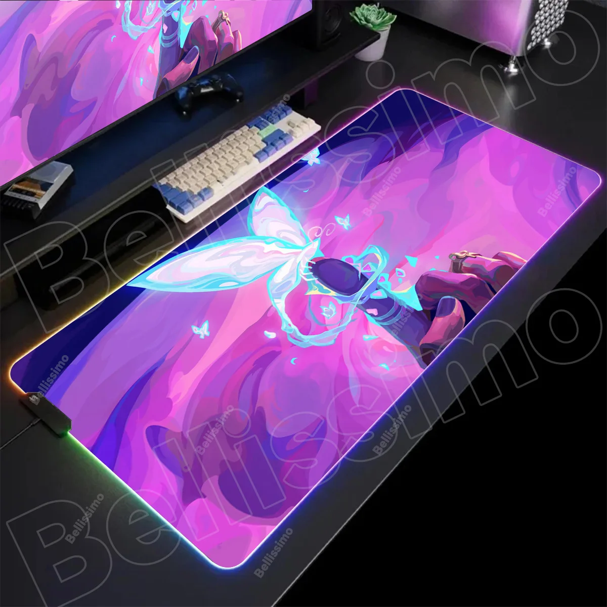 Mouse Pad Gamer Clove Valorant Rgb Desk Mat Back Light Led Mousepad Setup Gaming Accessories Deskmat Big Mousepad Backlight