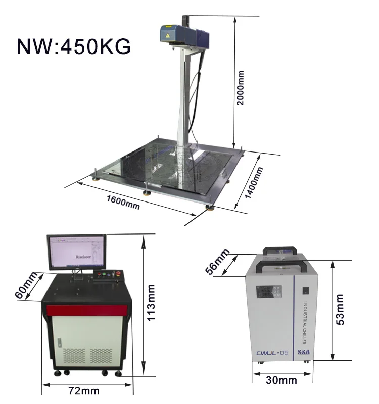 High Reflective Material Marking Glass Fiber Laser Engraving Marking Printing Machine Large Format Laser Marker