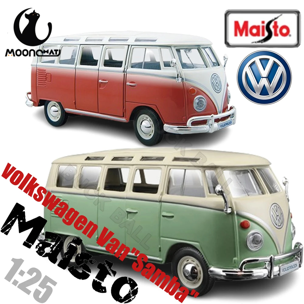 

New Maisto 1:25 Volkswagen Van"Samba" Bus Model Alloy Die-cast Sightseeing Buses Collection Simulated Collectible Ornaments Toy