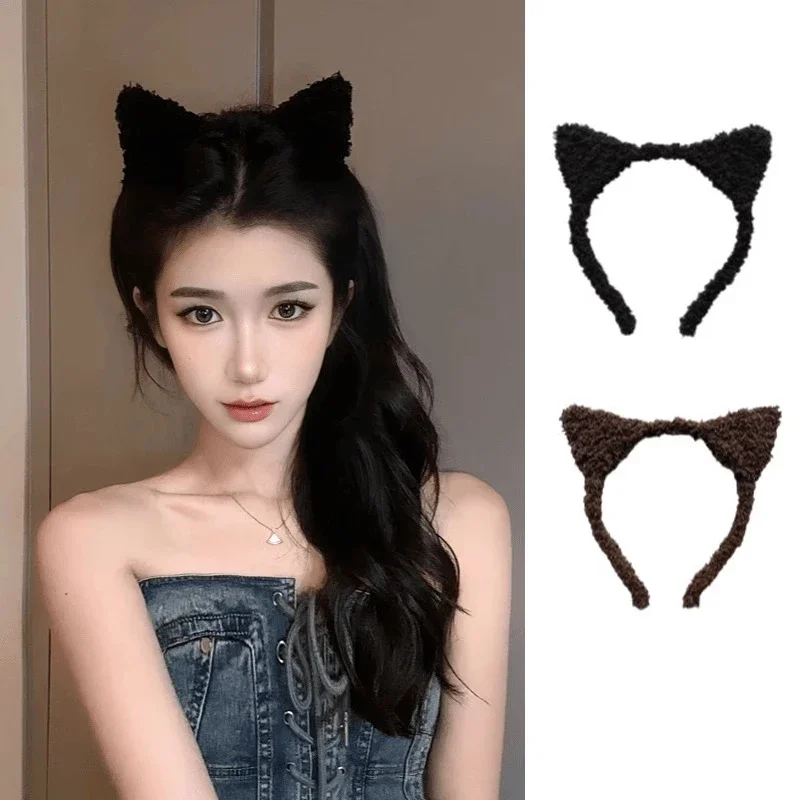 Cute Solid Plush Cat Ears Hairband For Women Girls Sweet Hair Ornament Headband Hair Hoop Head Band Fashion Hair Accessories