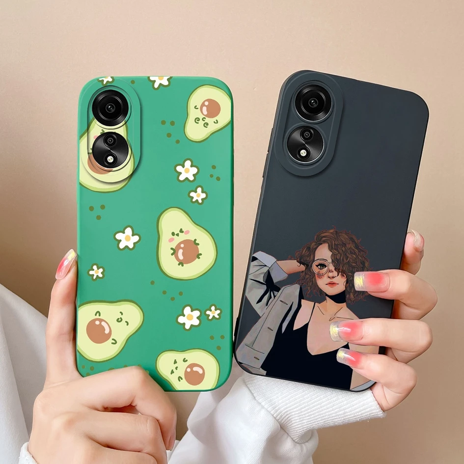 For Oppo A58 4G Case Capa Fashion Avocado Shockproof Back Cover Liquid Silicone Soft Phone Case Bumper For Oppo A78 Funda Coques