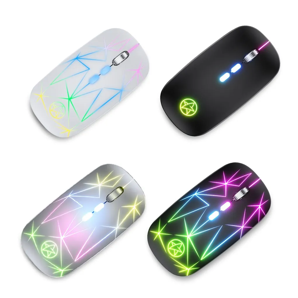 Brand New Wireless Mouse RGB Computer Mouse Gaming Silent Rechargeable Ergonomic With LED Backlit USB Mice For PC Laptop